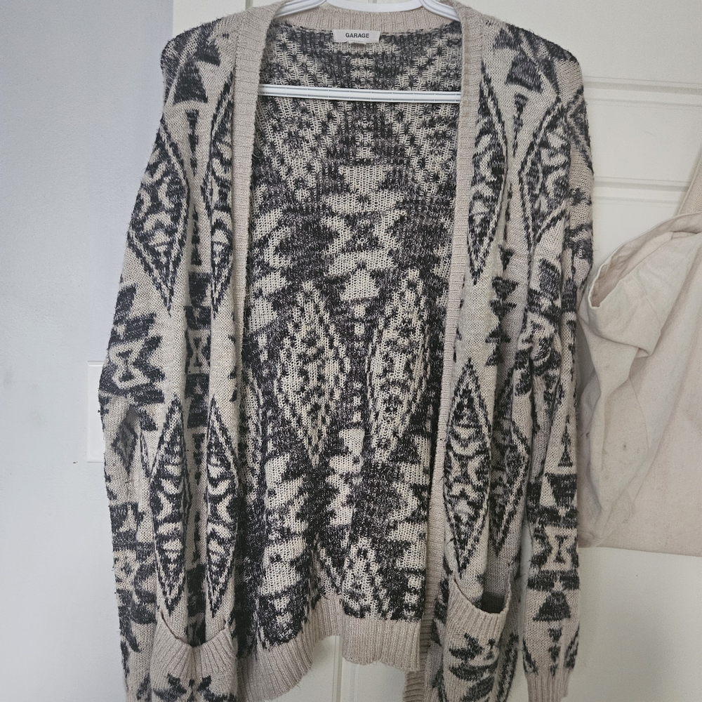 Garage Black and Cream Patterned Cardigan